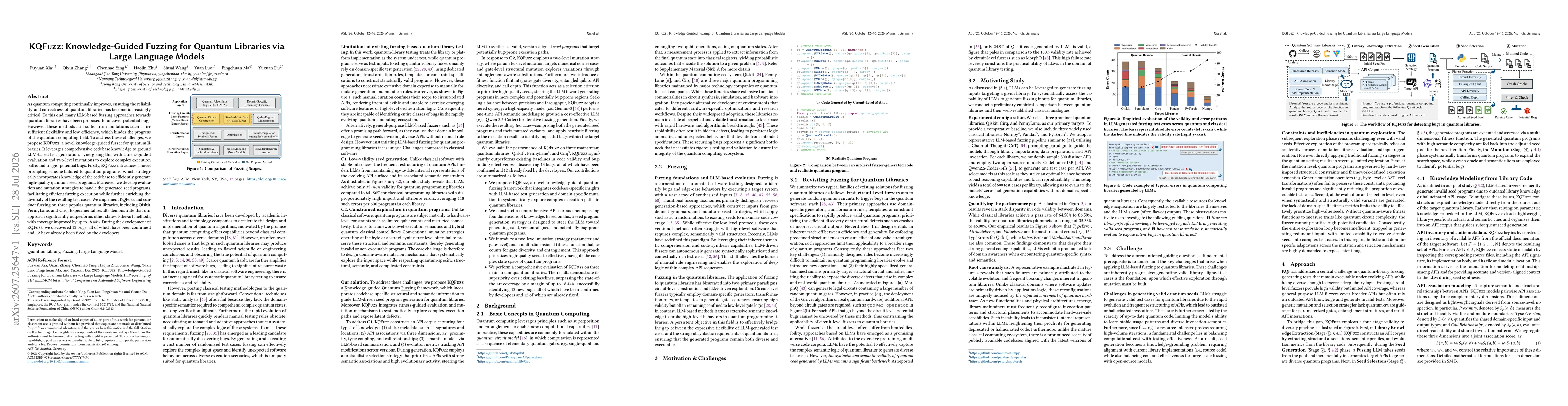 Thumbnail for KQFuzz: Knowledge-Guided Fuzzing for Quantum Libraries via Large Language Models