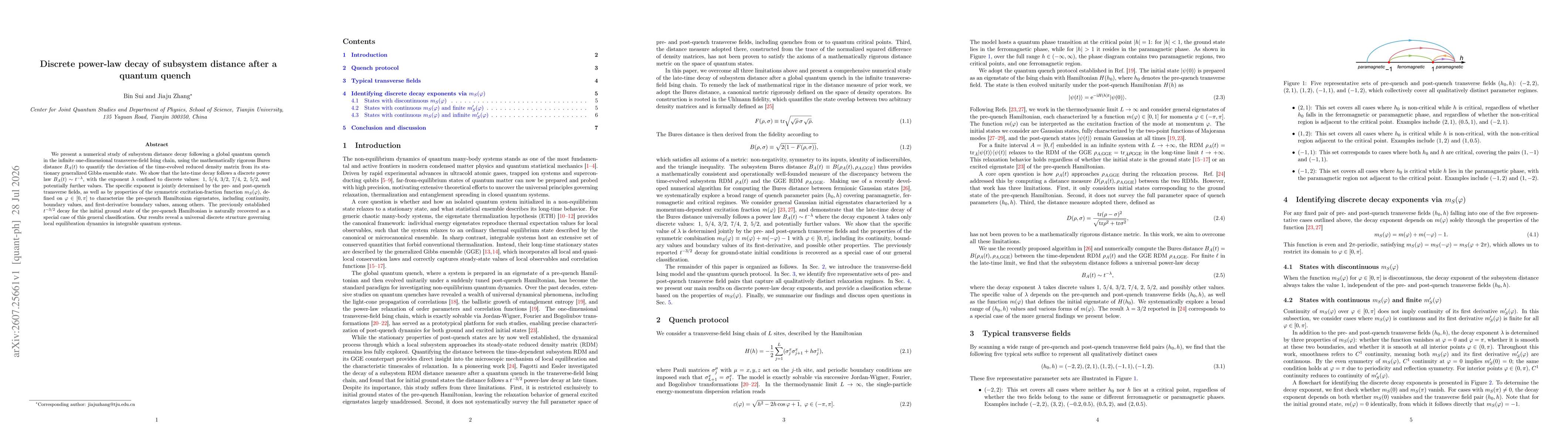 Thumbnail for Discrete power-law decay of subsystem distance after a quantum quench