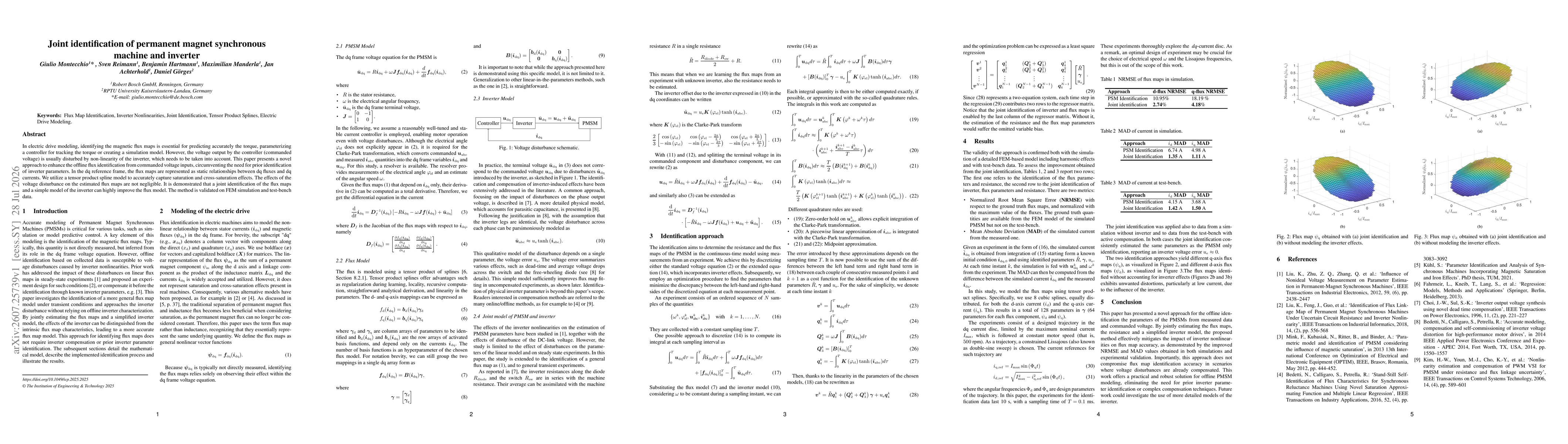 Thumbnail for Joint identification of permanent magnet synchronous machine and inverter