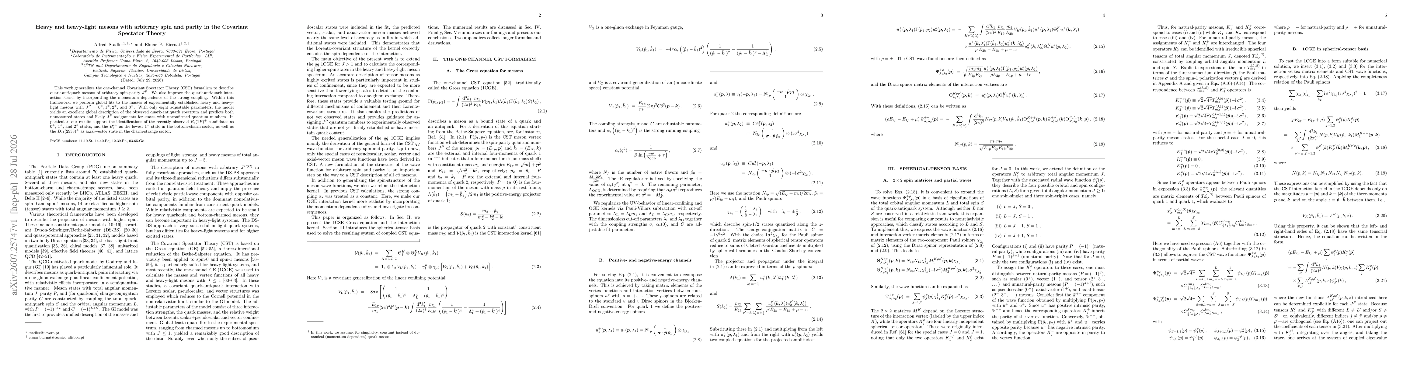 Thumbnail for Heavy and heavy-light mesons with arbitrary spin and parity in the Covariant Spectator Theory