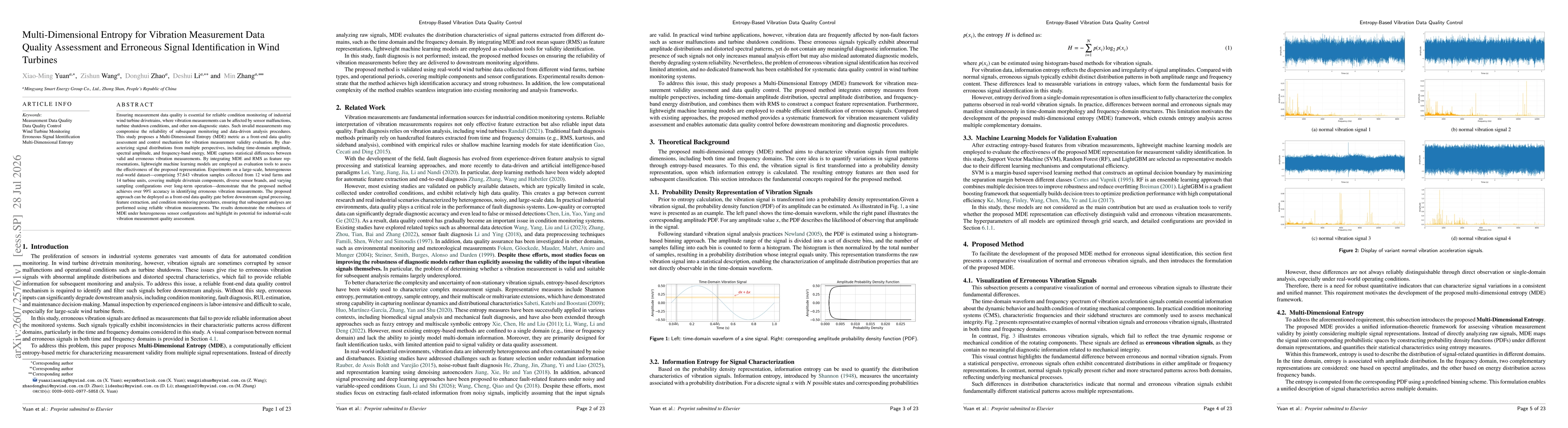 Thumbnail for Multi-Dimensional Entropy for Vibration Measurement Data Quality Assessment and Erroneous Signal Identification in Wind Turbines