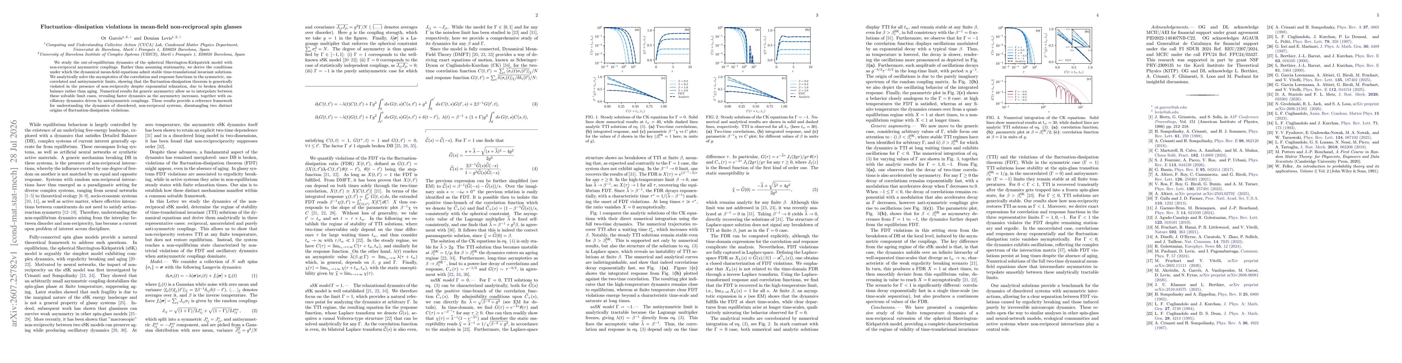 Thumbnail for Fluctuation-dissipation violations in mean-field non-reciprocal spin glasses