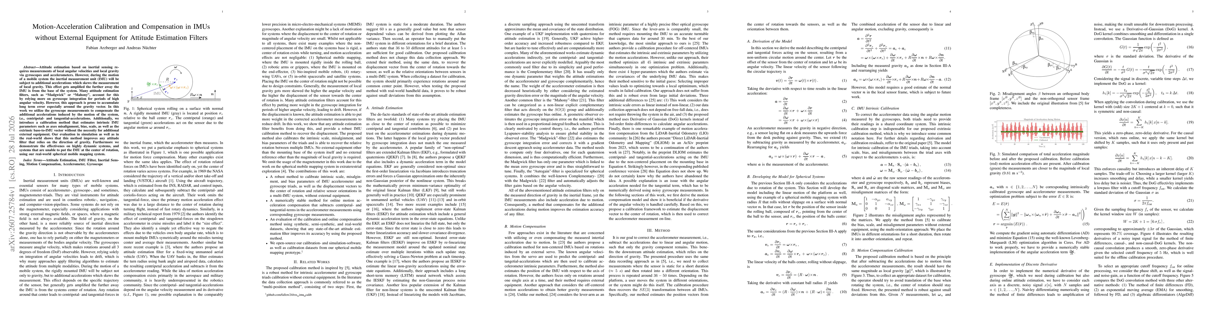 Thumbnail for Motion-Acceleration Calibration and Compensation in IMUs without External Equipment for Attitude Estimation Filters