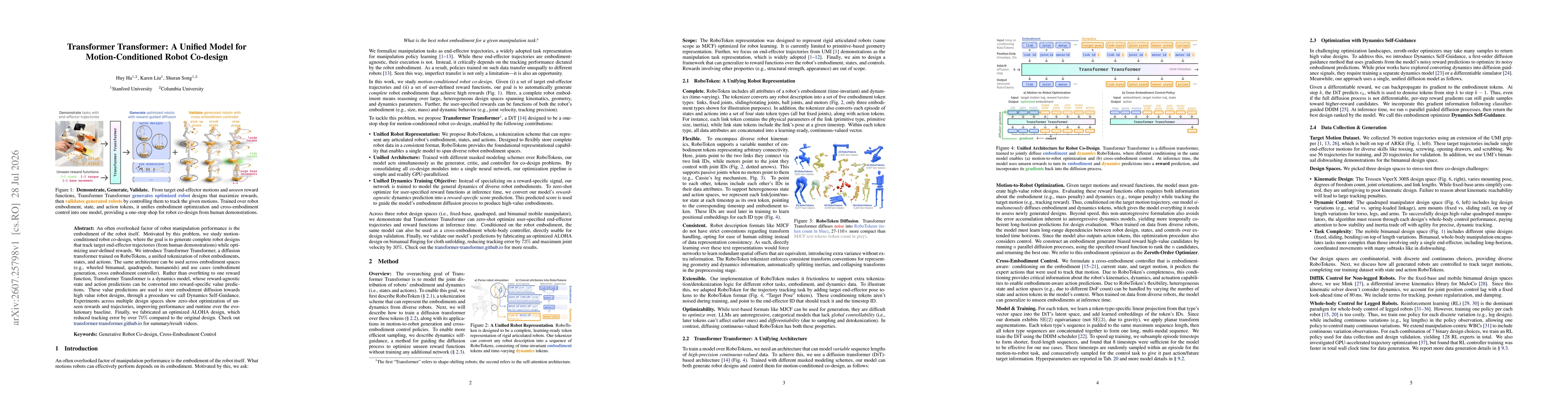 Thumbnail for Transformer Transformer: A Unified Model for Motion-Conditioned Robot Co-design