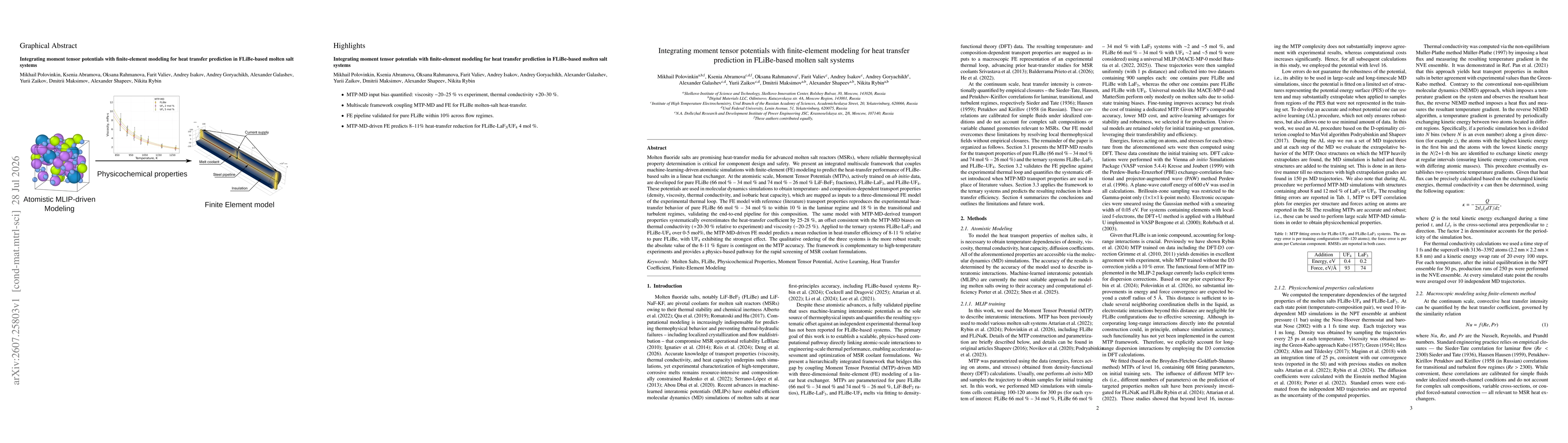 Thumbnail for Integrating moment tensor potentials with finite-element modeling for heat transfer prediction in FLiBe-based molten salt systems