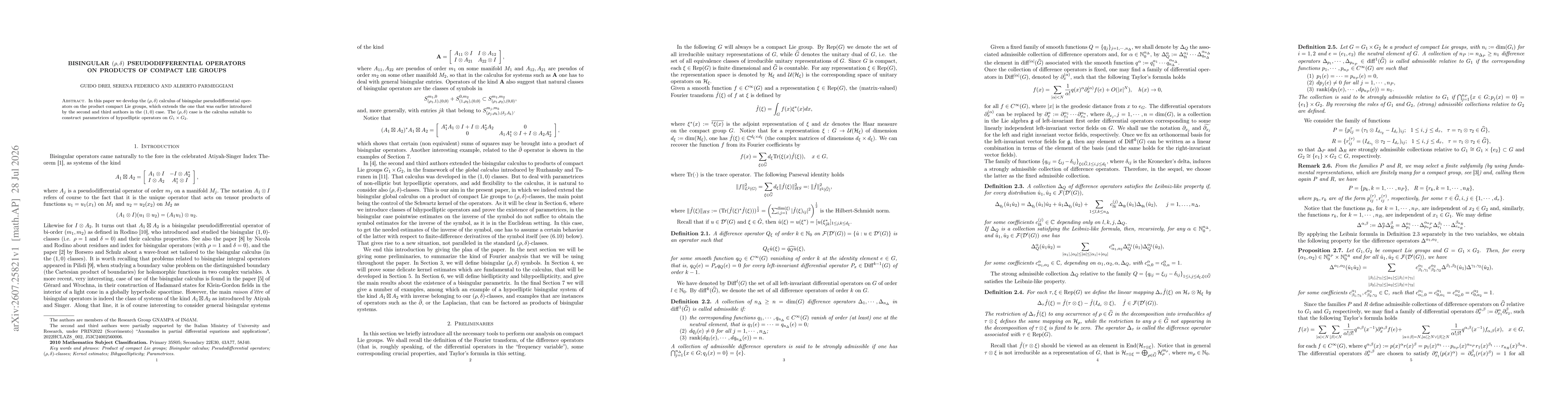 Thumbnail for Bisingular $(ρ,δ)$ pseudodifferential operators on products of compact Lie groups