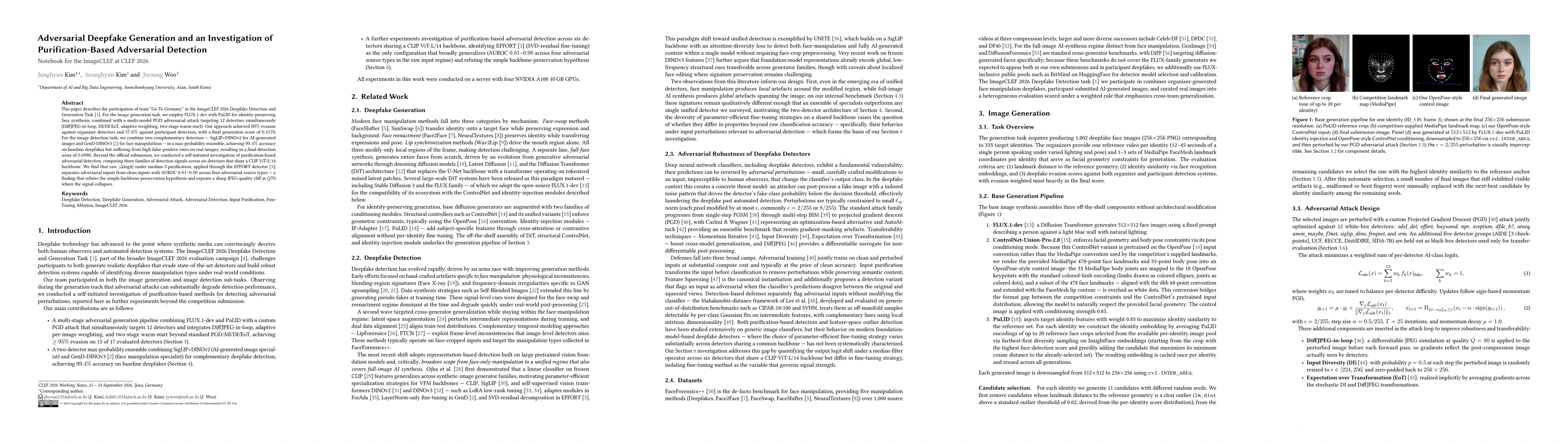 Thumbnail for Adversarial Deepfake Generation and an Investigation of Purification-Based Adversarial Detection