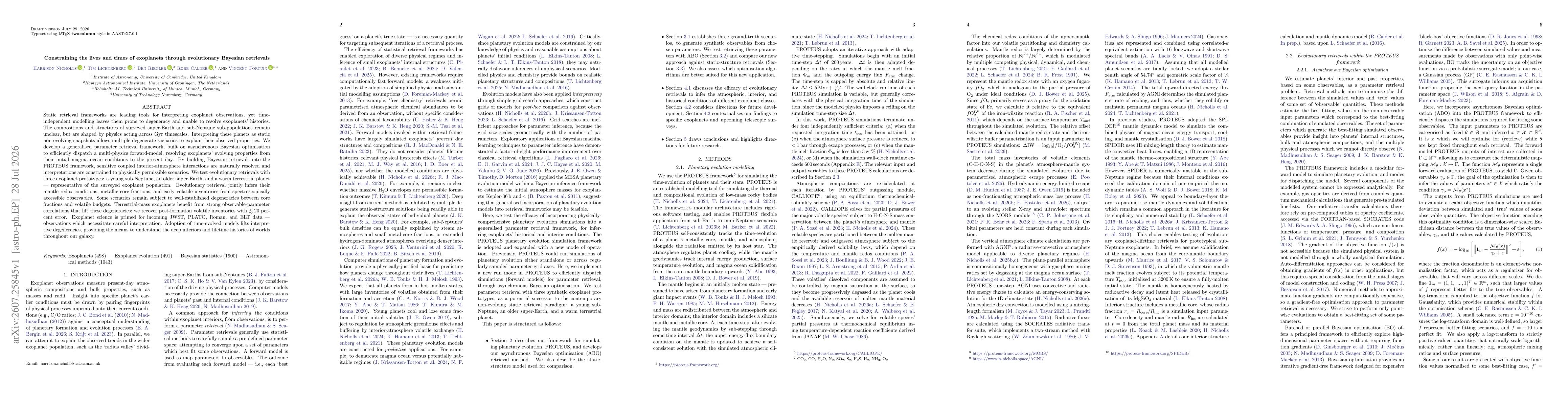Thumbnail for Constraining the lives and times of exoplanets through evolutionary Bayesian retrievals