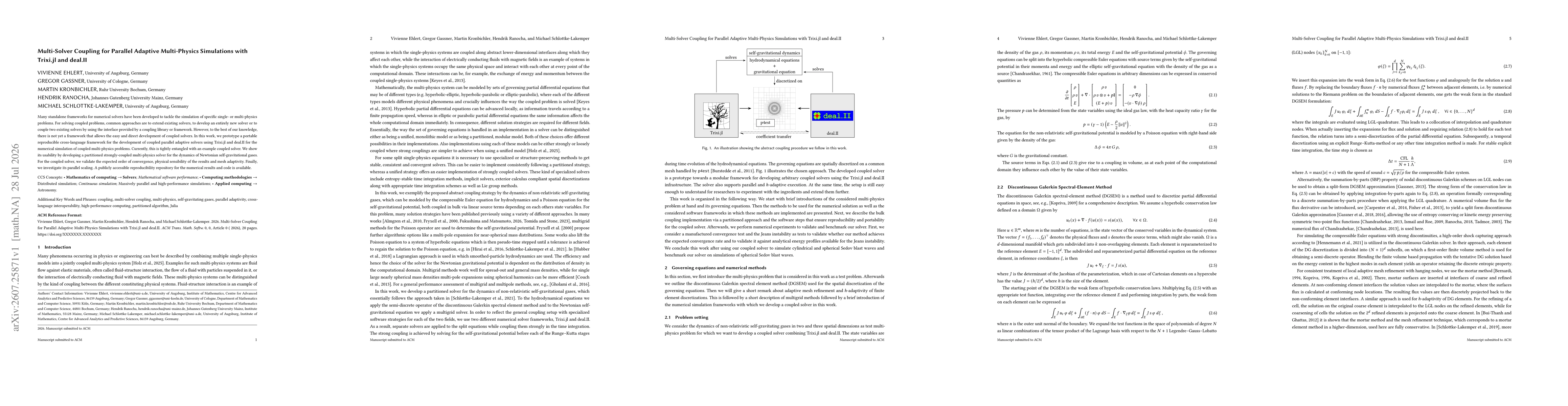 Thumbnail for Multi-Solver Coupling for Parallel Adaptive Multi-Physics Simulations with Trixi$.$jl and deal$.$II