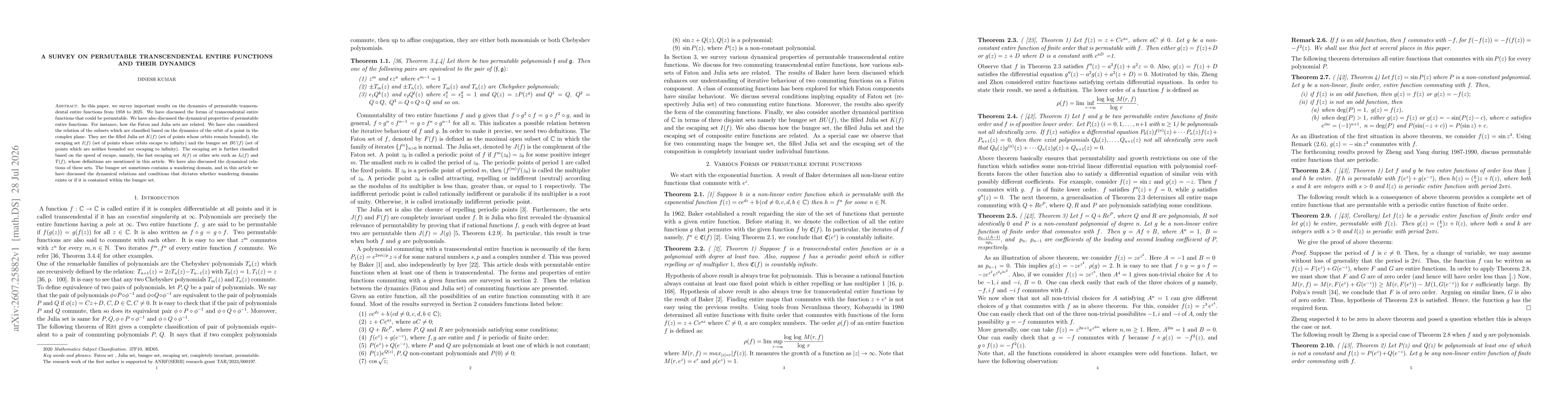 Thumbnail for A survey on permutable transcendental entire functions and their dynamics