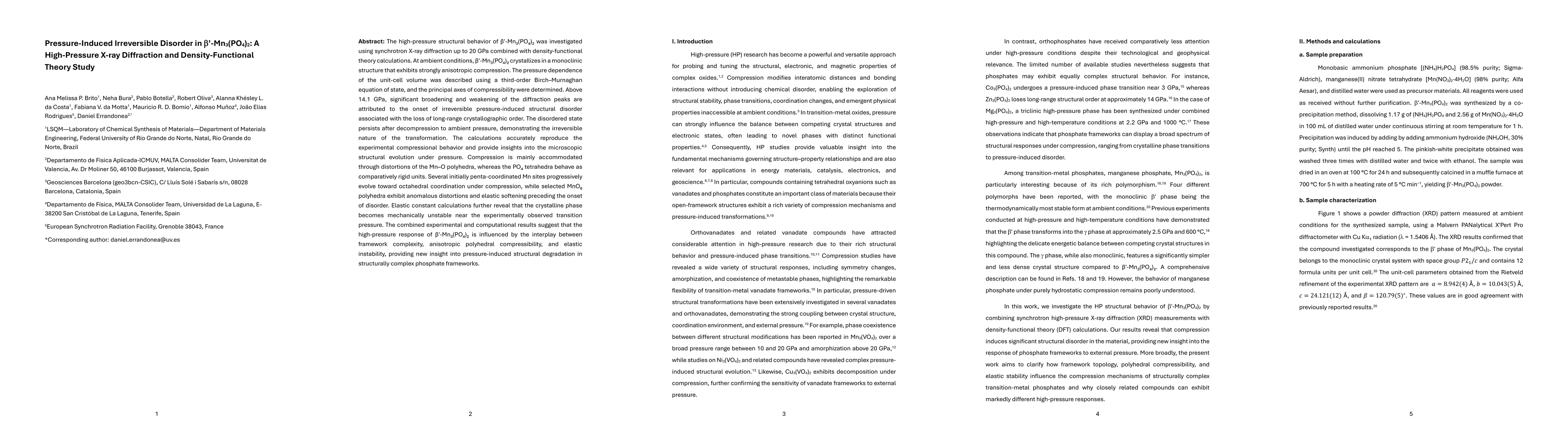 Thumbnail for Pressure-Induced Irreversible Disorder in $β^{\prime}$-Mn$_3$(PO$_4$)$_2$: A High-Pressure X-ray Diffraction and Density-Functional Theory Study