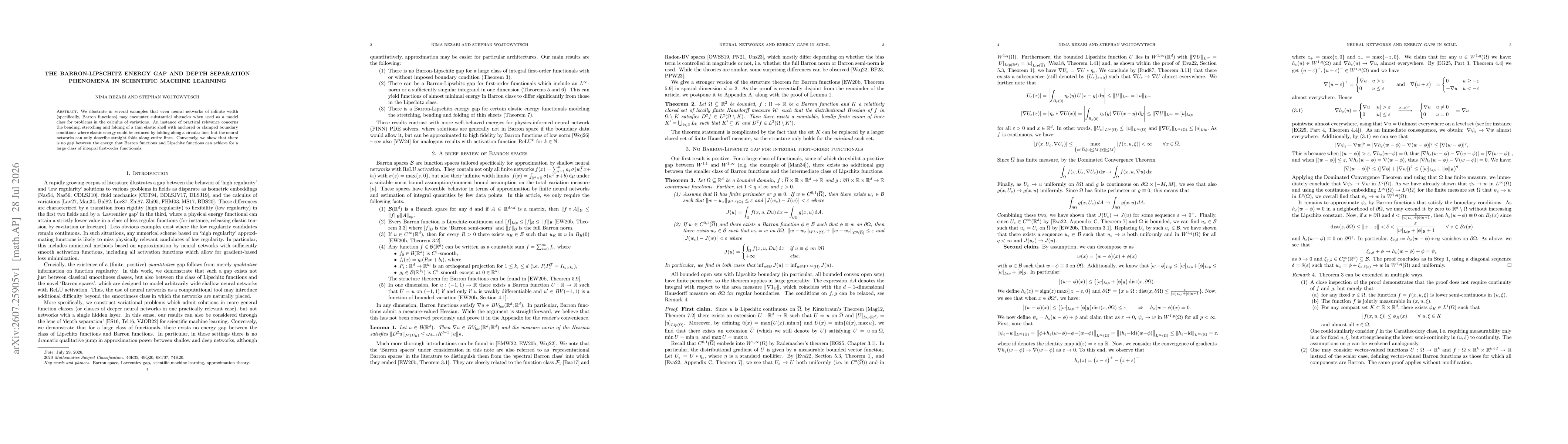 Thumbnail for The Barron-Lipschitz Energy Gap and Depth Separation Phenomena in Scientific Machine Learning
