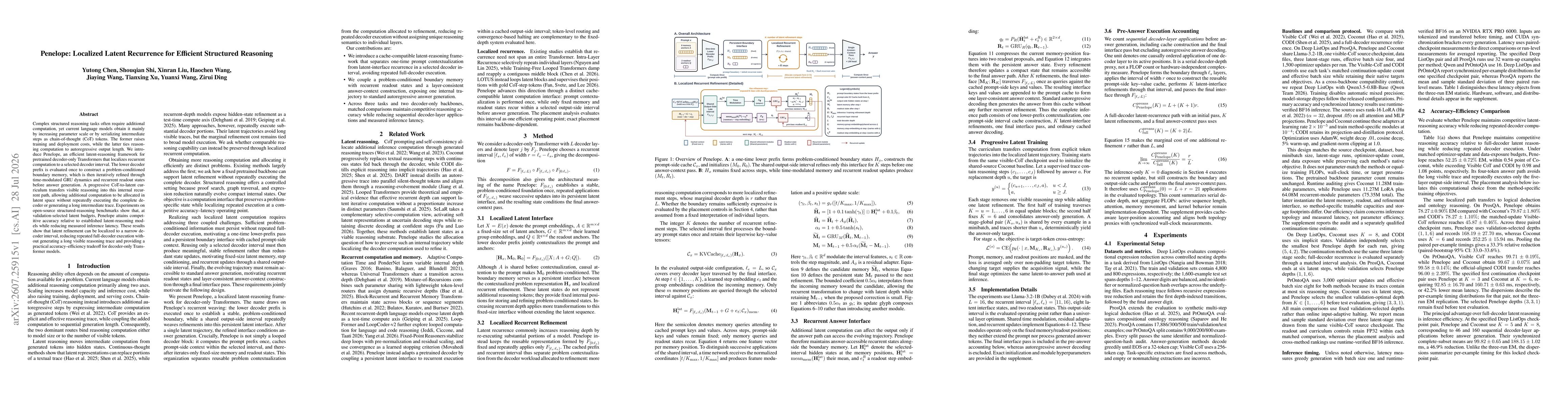 Thumbnail for Penelope: Localized Latent Recurrence for Efficient Structured Reasoning