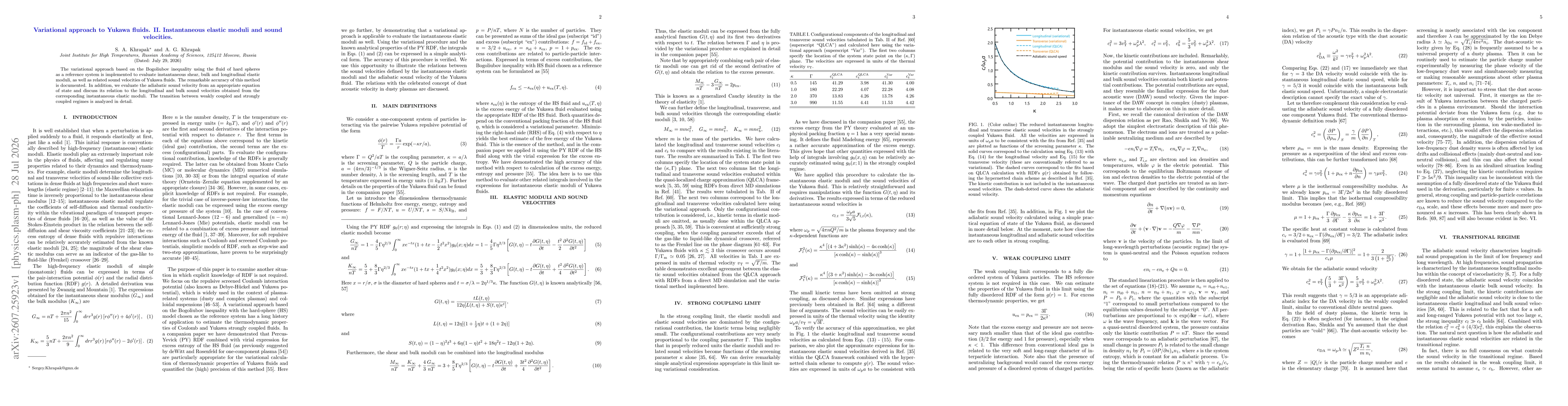 Thumbnail for Variational approach to Yukawa fluids. II. Instantaneous elastic moduli and sound velocities