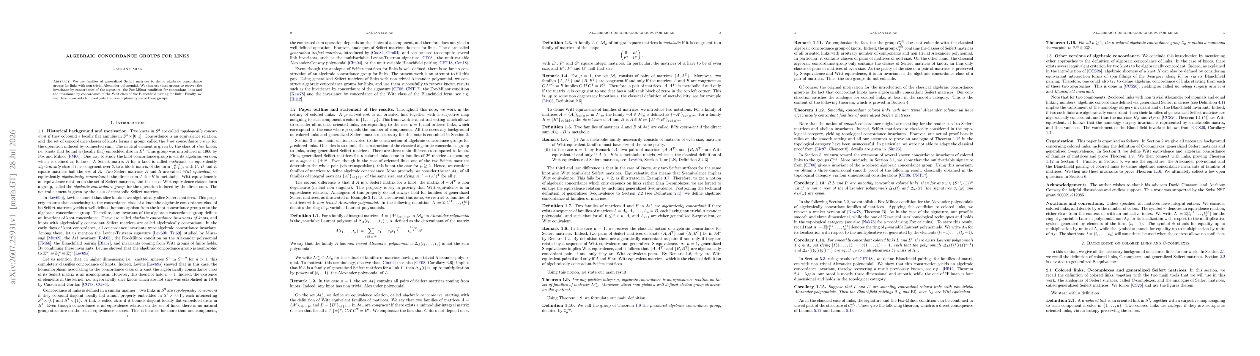 Thumbnail for Algebraic concordance groups for links