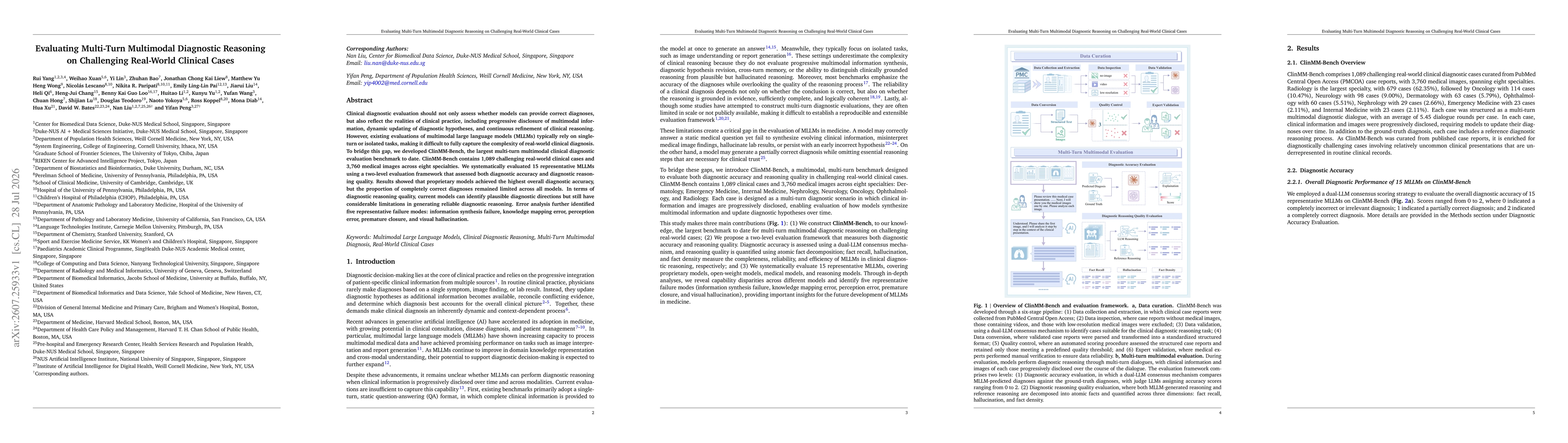 Thumbnail for Evaluating Multi-Turn Multimodal Diagnostic Reasoning on Challenging Real-World Clinical Cases