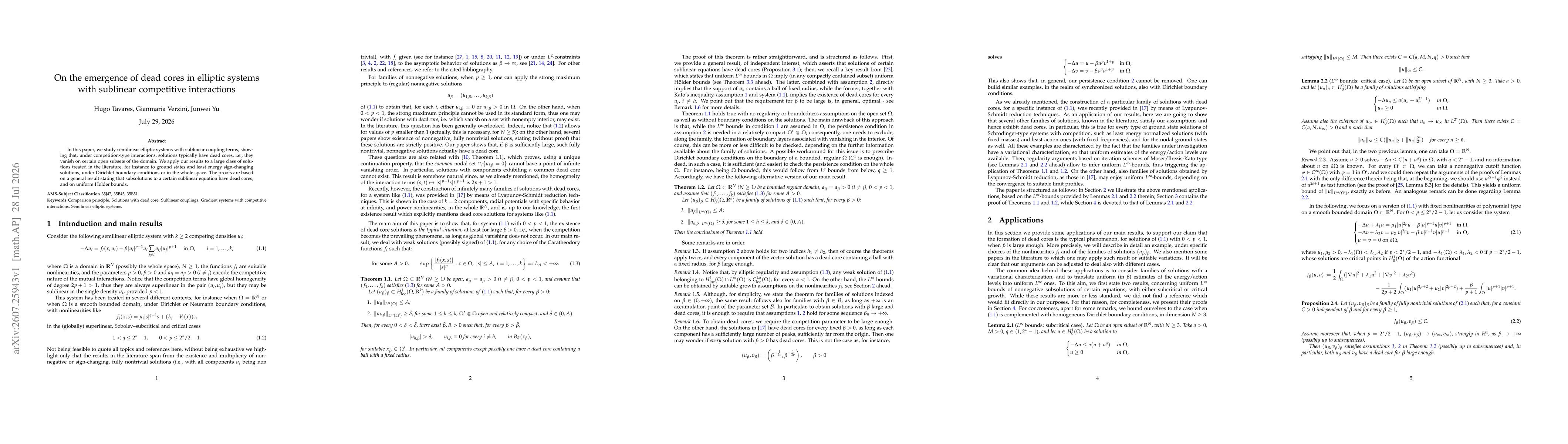 Thumbnail for On the emergence of dead cores in elliptic systems with sublinear competitive interactions