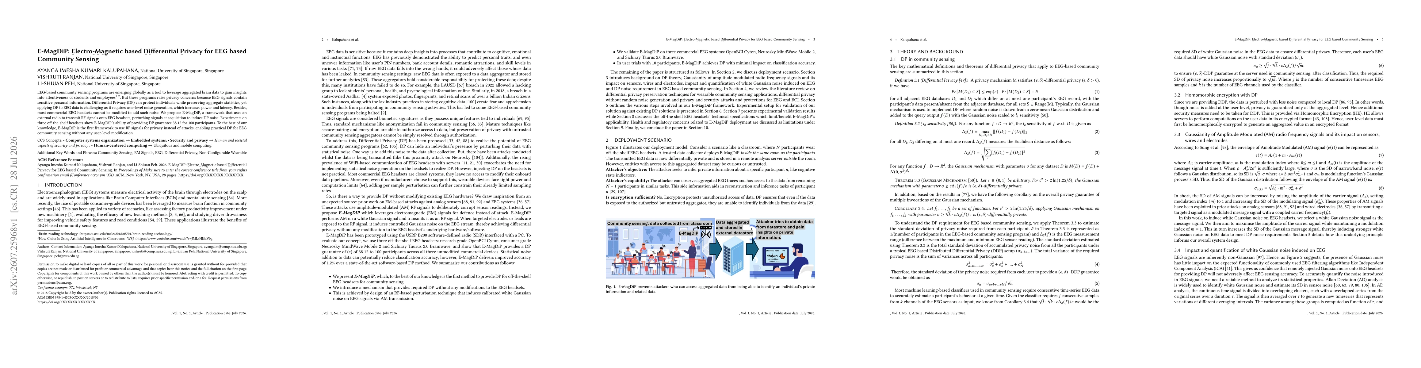 Thumbnail for E-MagDiP: Electro-Magnetic based Differential Privacy for EEG based Community Sensing