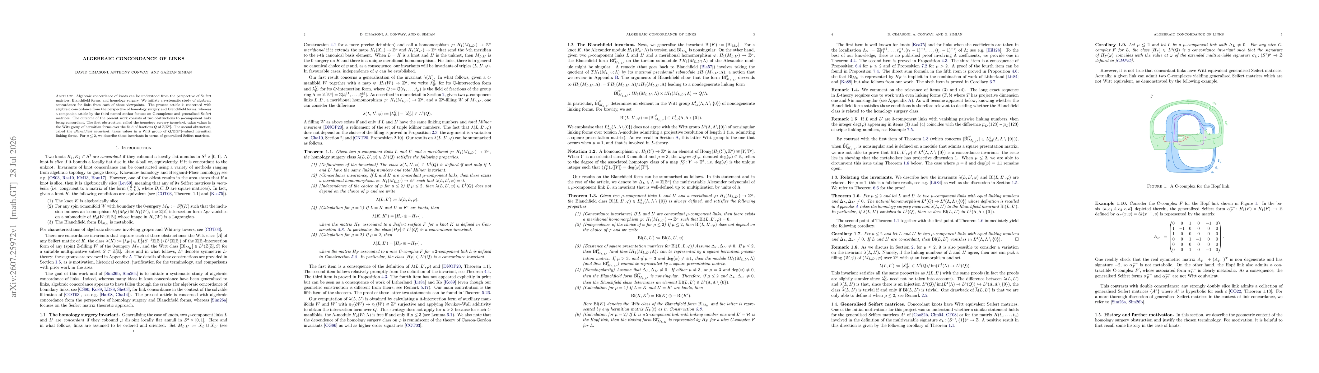 Thumbnail for Algebraic concordance of links