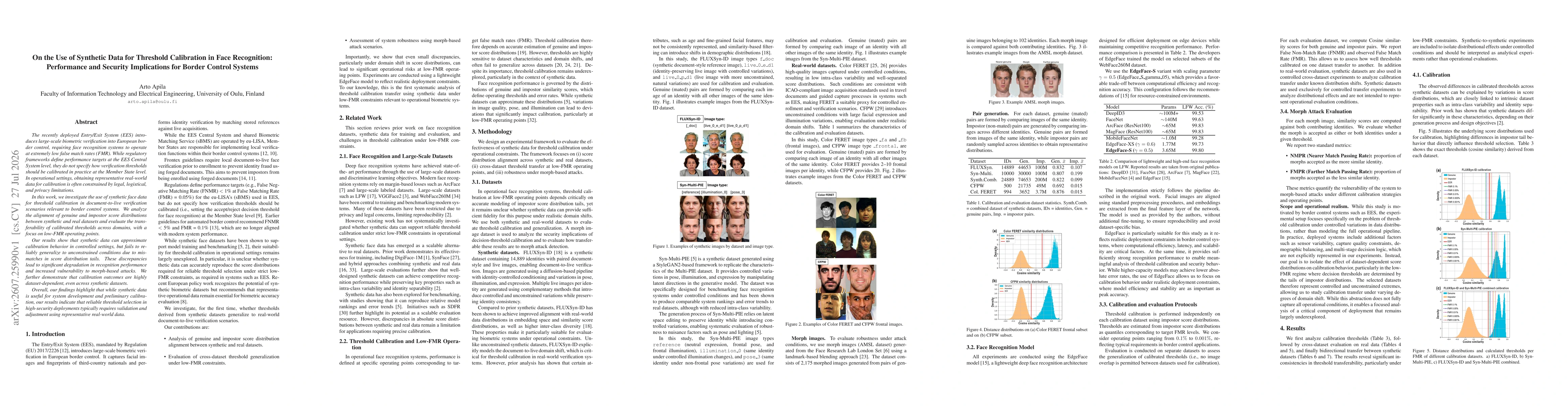 Thumbnail for On the Use of Synthetic Data for Threshold Calibration in Face Recognition: Performance and Security Implications for Border Control Systems