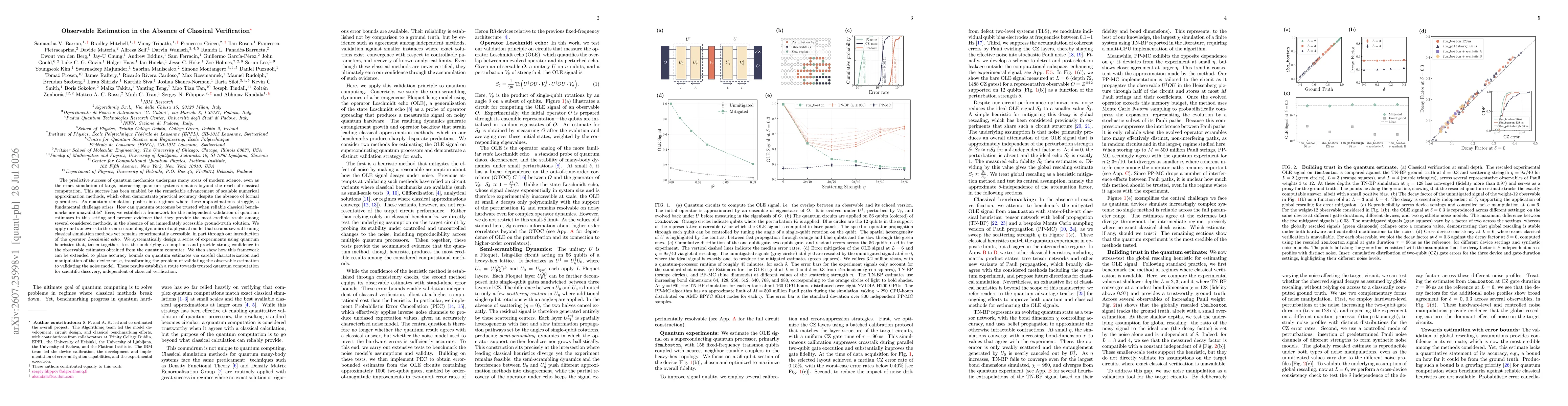 Thumbnail for Observable Estimation in the Absence of Classical Verification