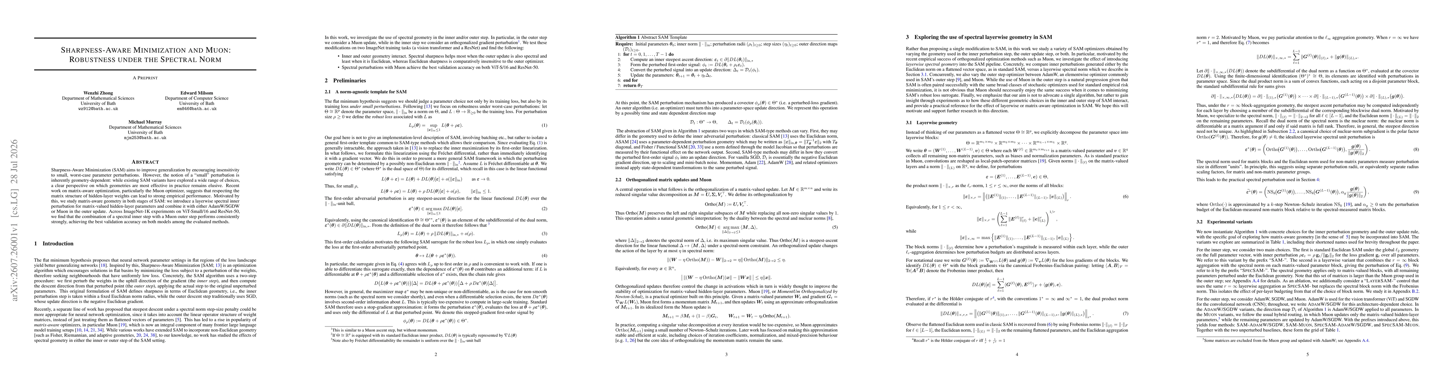 Thumbnail for Sharpness-Aware Minimization and Muon: Robustness under the Spectral Norm