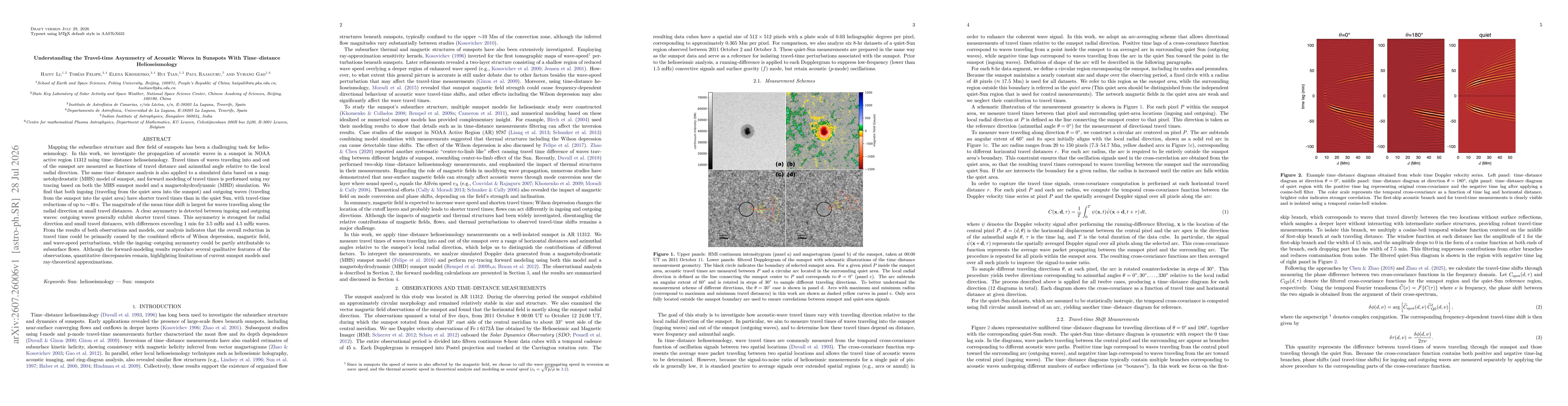 Thumbnail for Understanding the Travel-time Asymmetry of Acoustic Waves in Sunspots With Time-distance Helioseismology