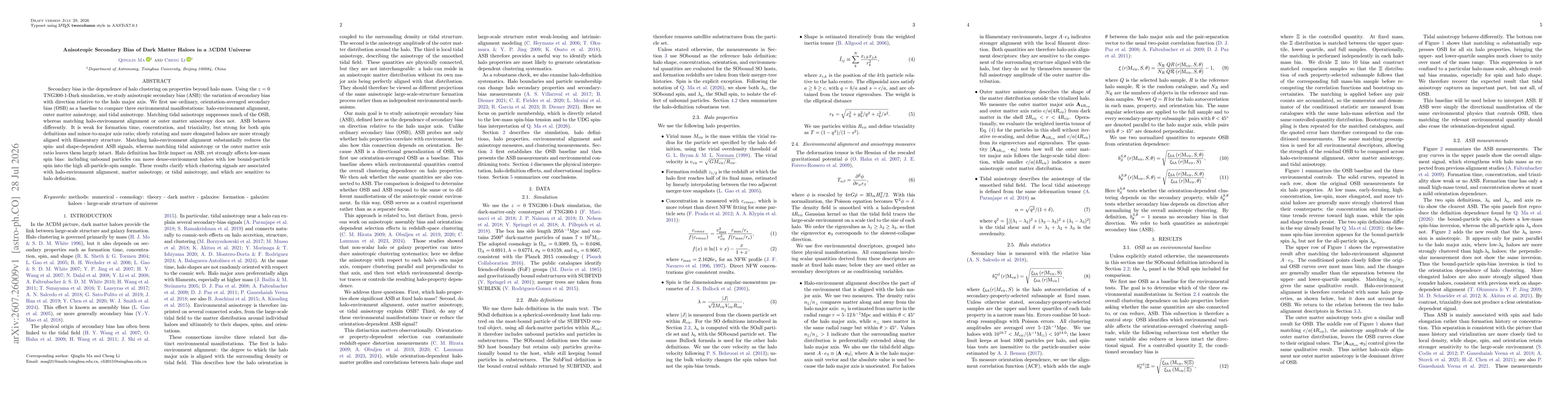 Thumbnail for Anisotropic Secondary Bias of Dark Matter Haloes in a $Λ$CDM Universe