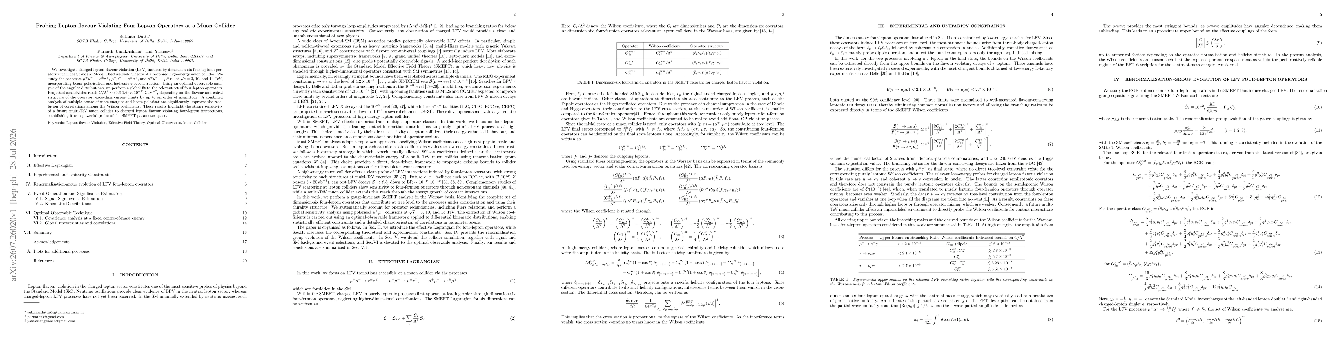 Thumbnail for Probing Lepton-Flavor-Violating Four-Lepton Operators at a Muon Collider