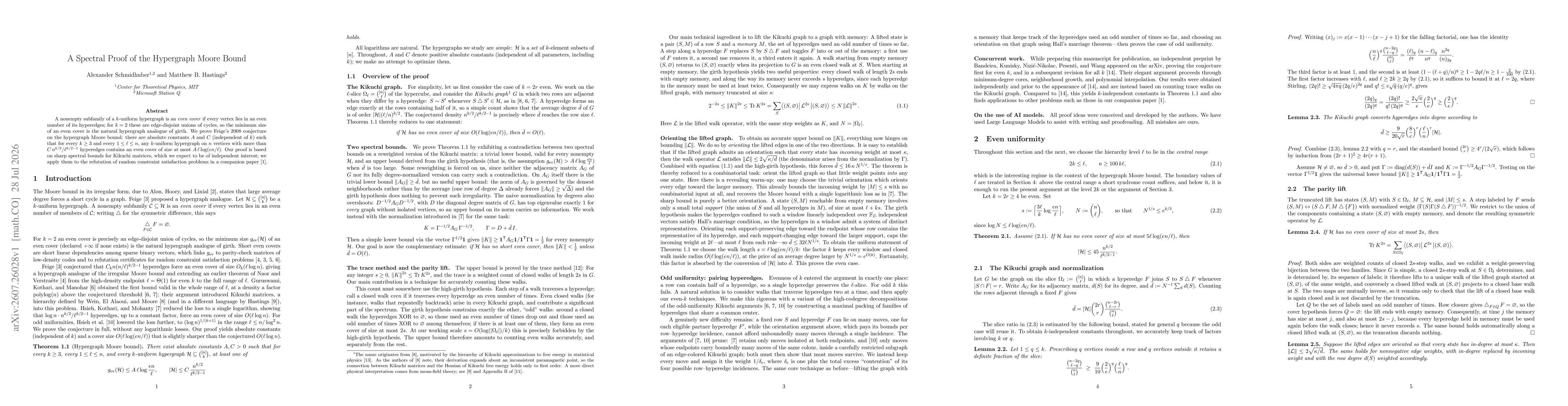 Thumbnail for A Spectral Proof of the Hypergraph Moore Bound