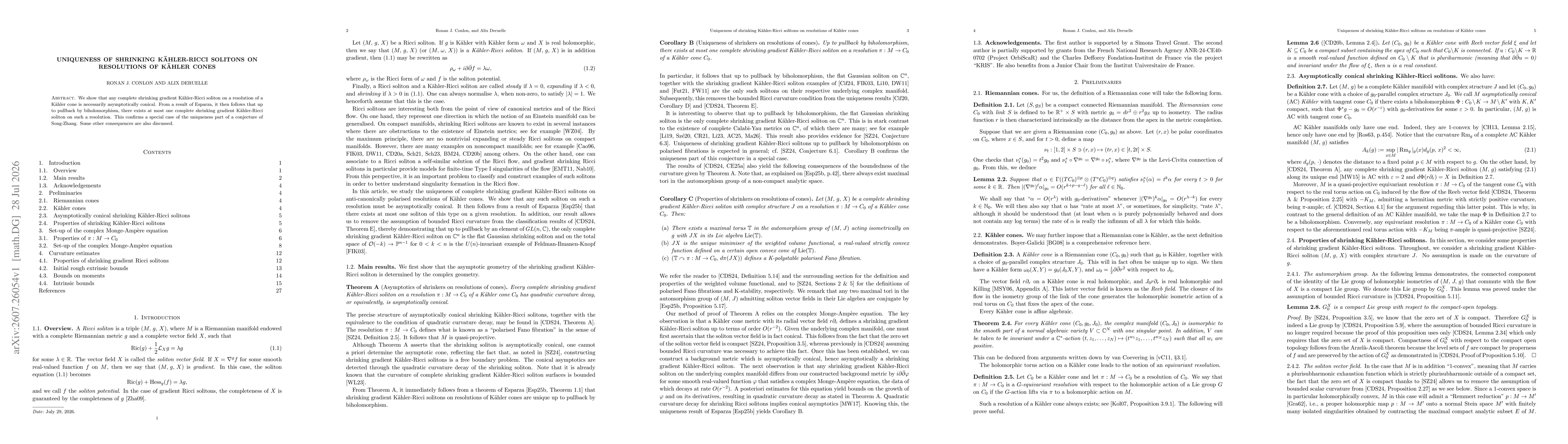 Thumbnail for Uniqueness of shrinking Kähler-Ricci solitons on resolutions of Kähler cones
