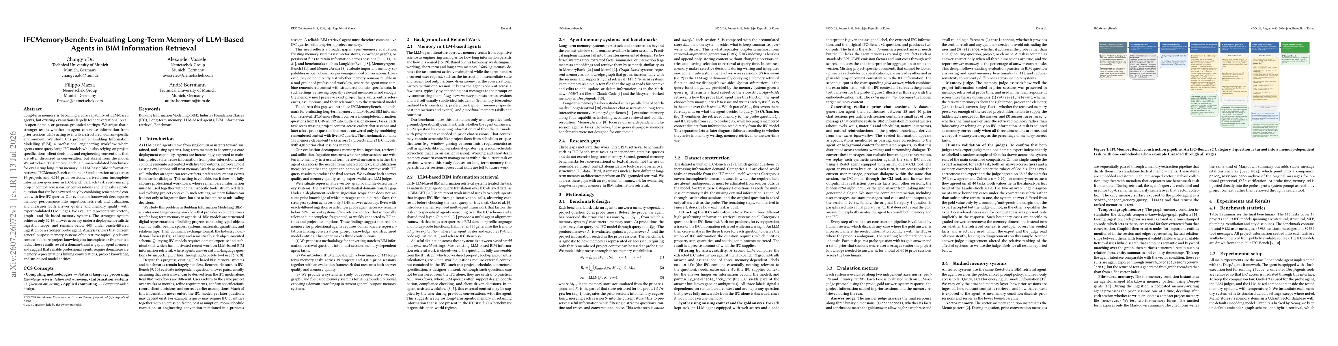 Thumbnail for IFCMemoryBench: Evaluating Long-Term Memory of LLM-Based Agents in BIM Information Retrieval