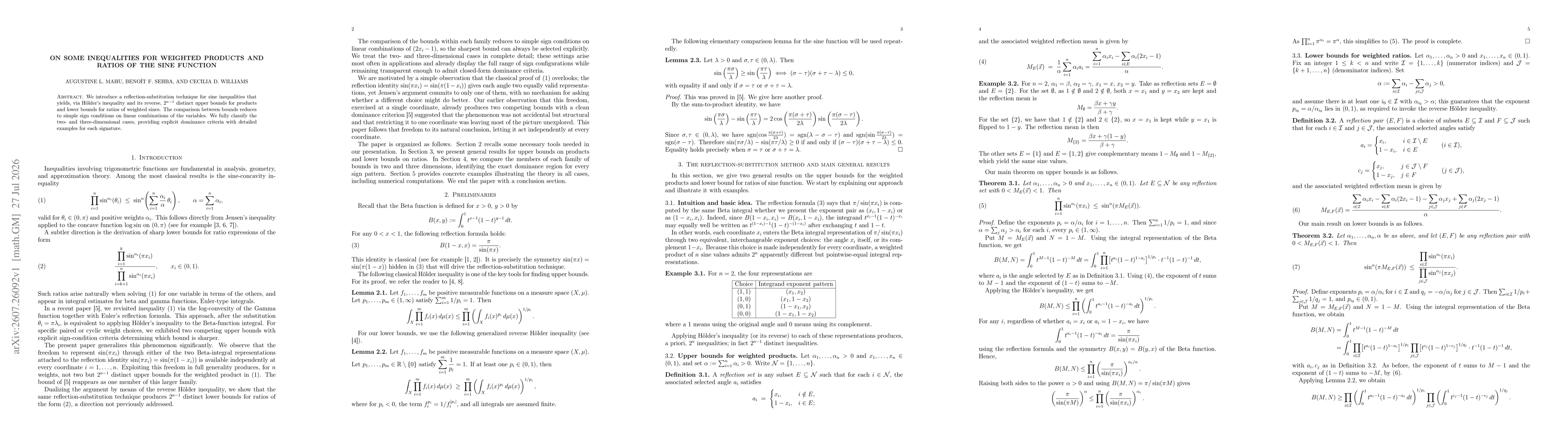 Thumbnail for On some inequalities for weighted products and ratios of the sine function