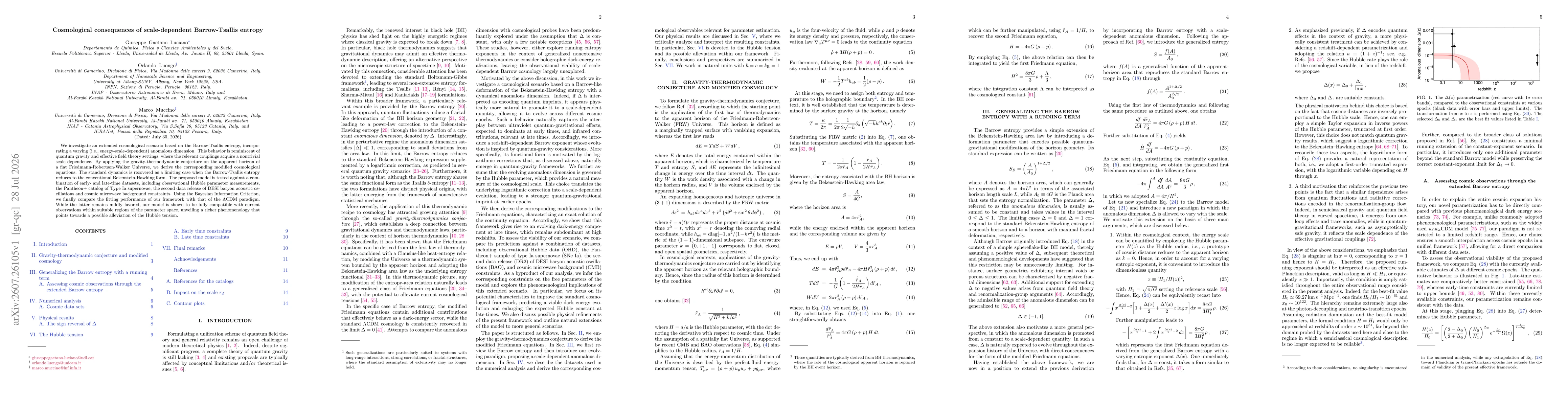 Thumbnail for Cosmological consequences of scale-dependent Barrow-Tsallis entropy