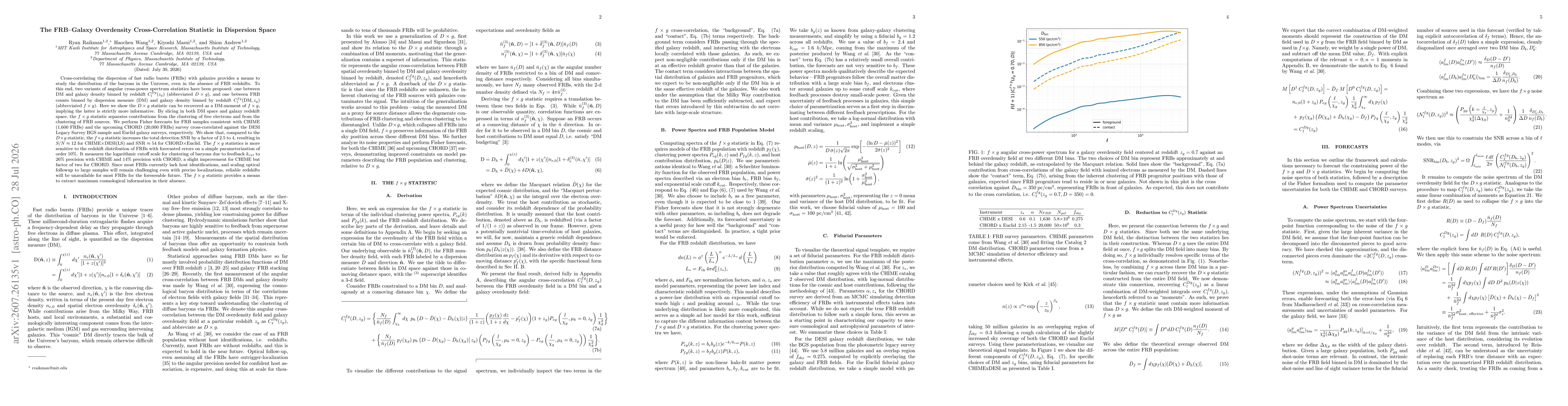 Thumbnail for The FRB--Galaxy Overdensity Cross-Correlation Statistic in Dispersion Space