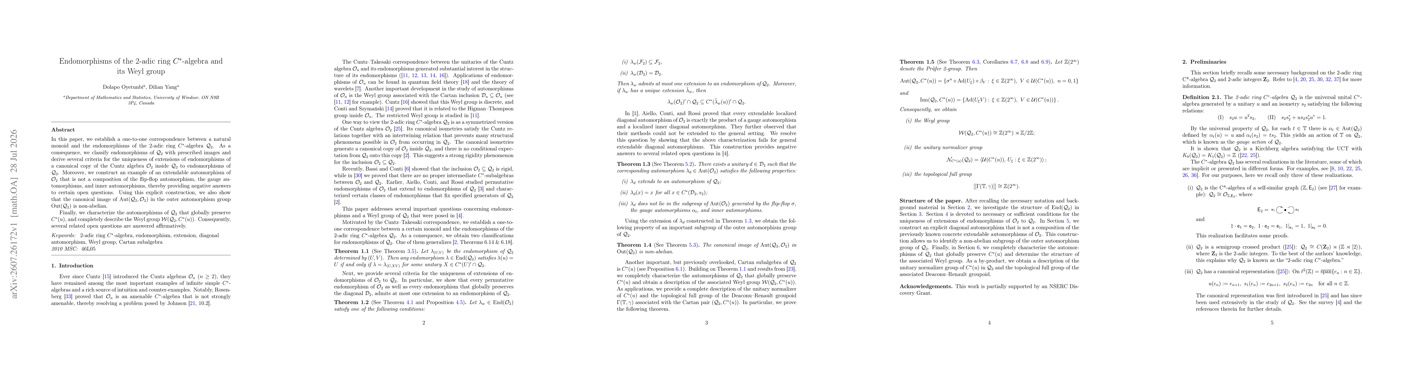 Thumbnail for Endomorphisms of the 2-adic ring $C^*$-algebra and its Weyl group
