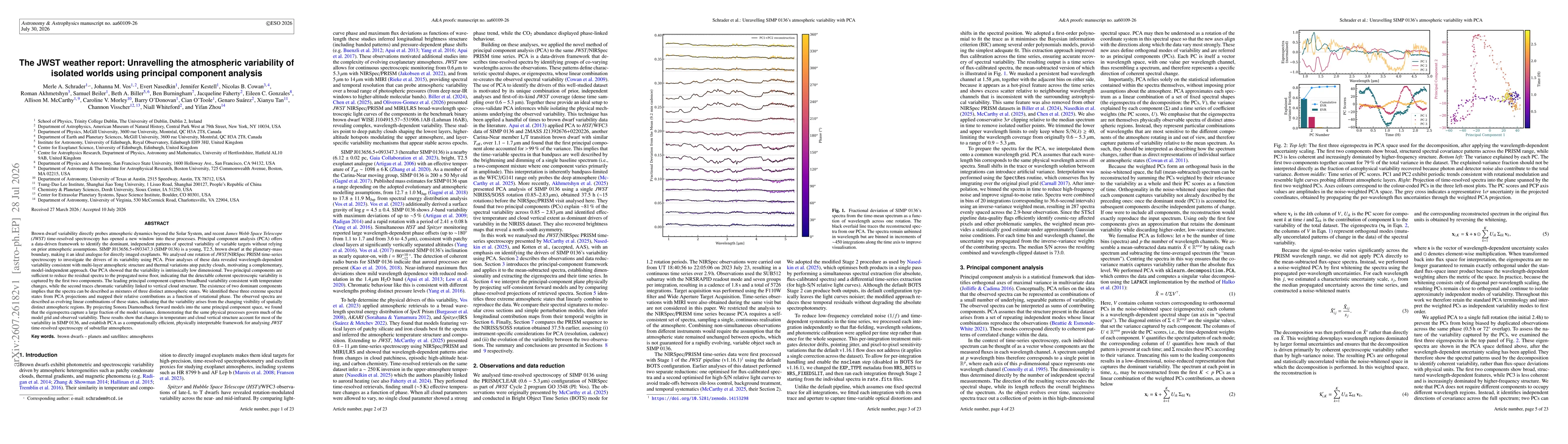 Thumbnail for The JWST weather report: Unravelling the atmospheric variability of isolated worlds using principal component analysis