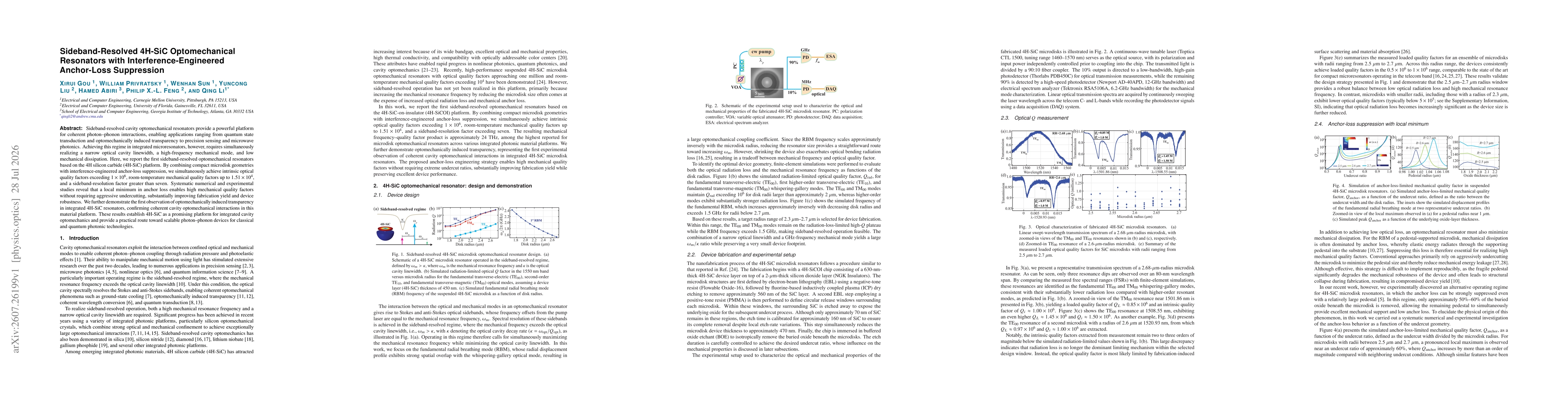 Thumbnail for Sideband-Resolved 4H-SiC Optomechanical Resonators with Interference-Engineered Anchor-Loss Suppression