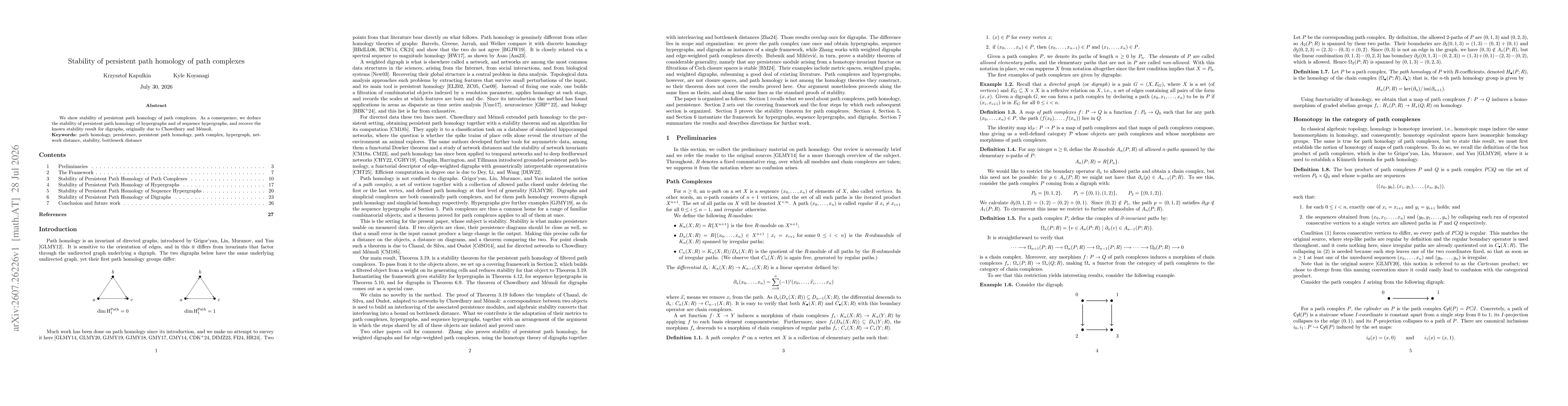 Thumbnail for Stability of persistent path homology of path complexes