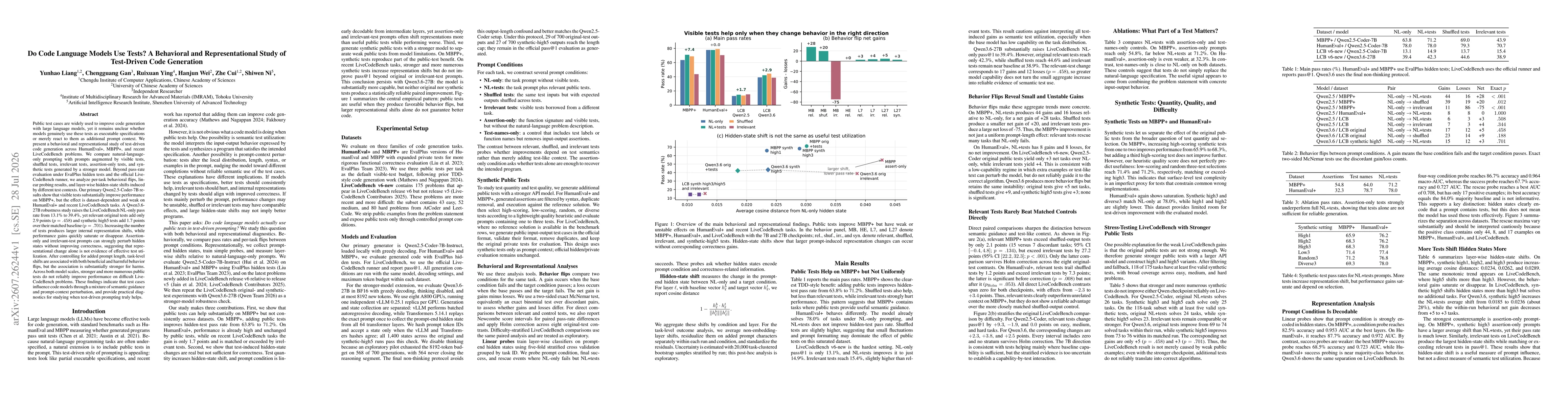 Thumbnail for Do Code Language Models Use Tests? A Behavioral and Representational Study of Test-Driven Code Generation