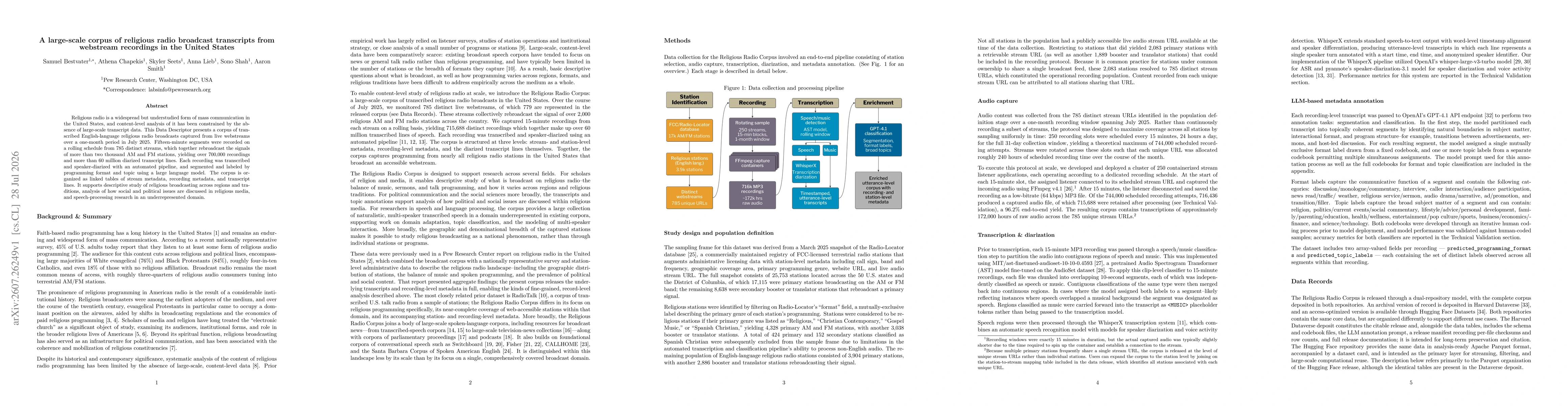 Thumbnail for A large-scale corpus of religious radio broadcast transcripts from webstream recordings in the United States