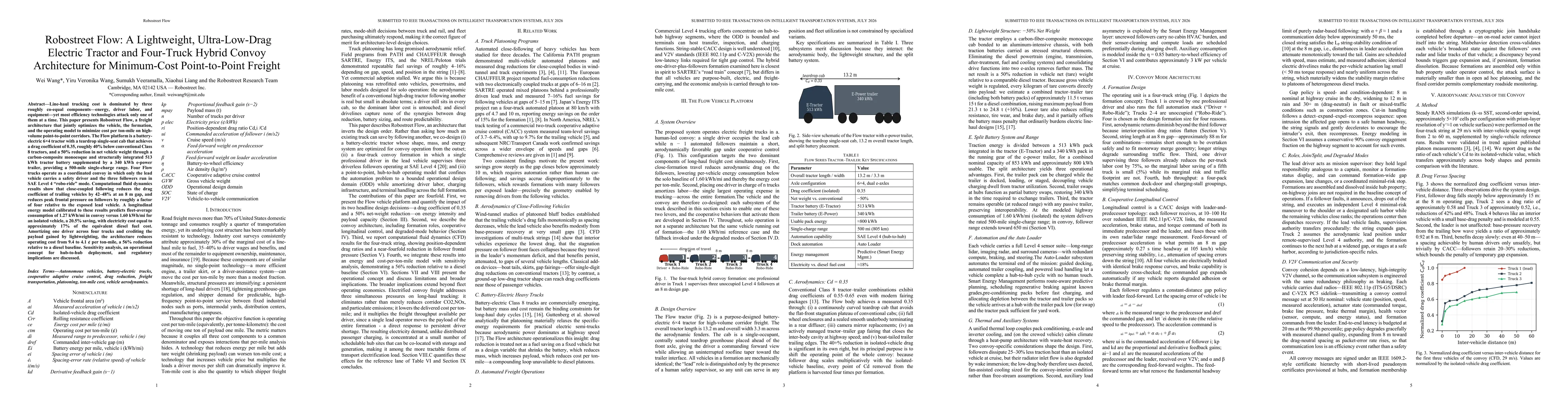 Thumbnail for Robostreet Flow: A Lightweight, Ultra-Low-Drag Electric Tractor and Four-Truck Hybrid Convoy Architecture for Minimum-Cost Point-to-Point Freight