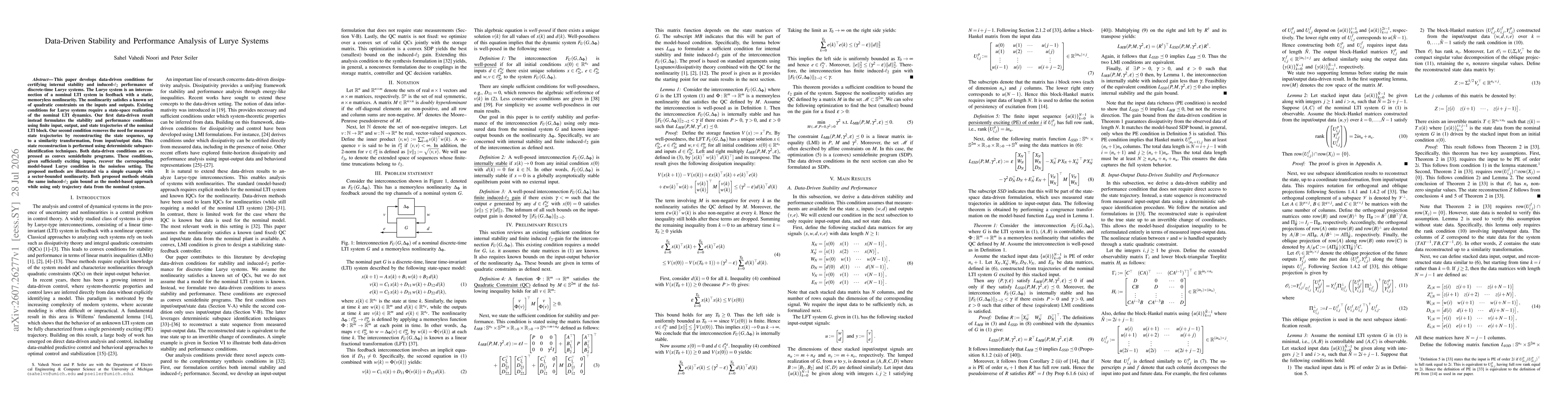 Thumbnail for Data-Driven Stability and Performance Analysis of Lurye Systems