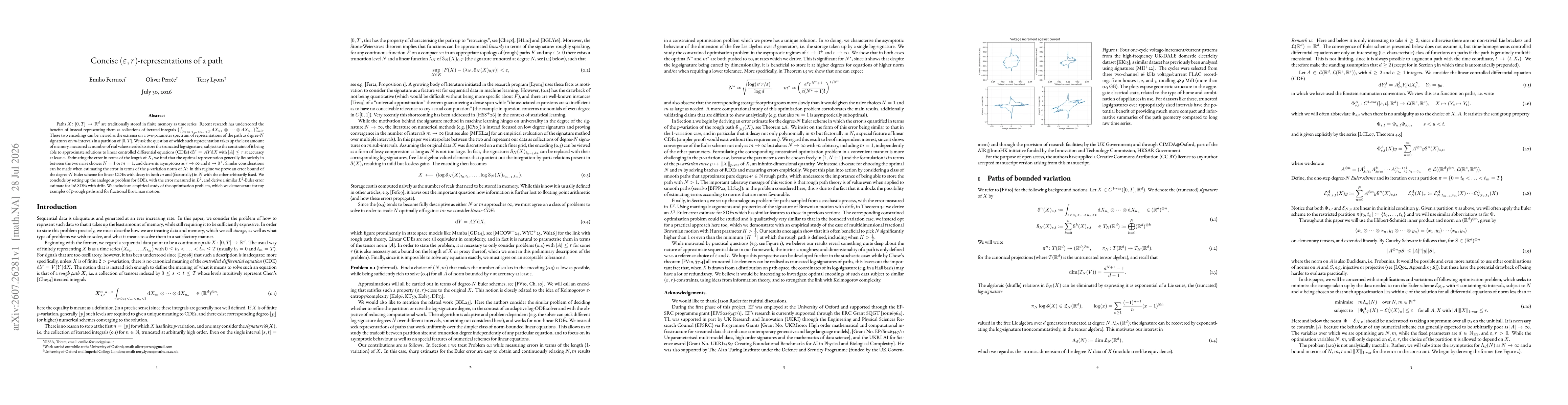Thumbnail for Concise $(\varepsilon,r)$-representations of a path