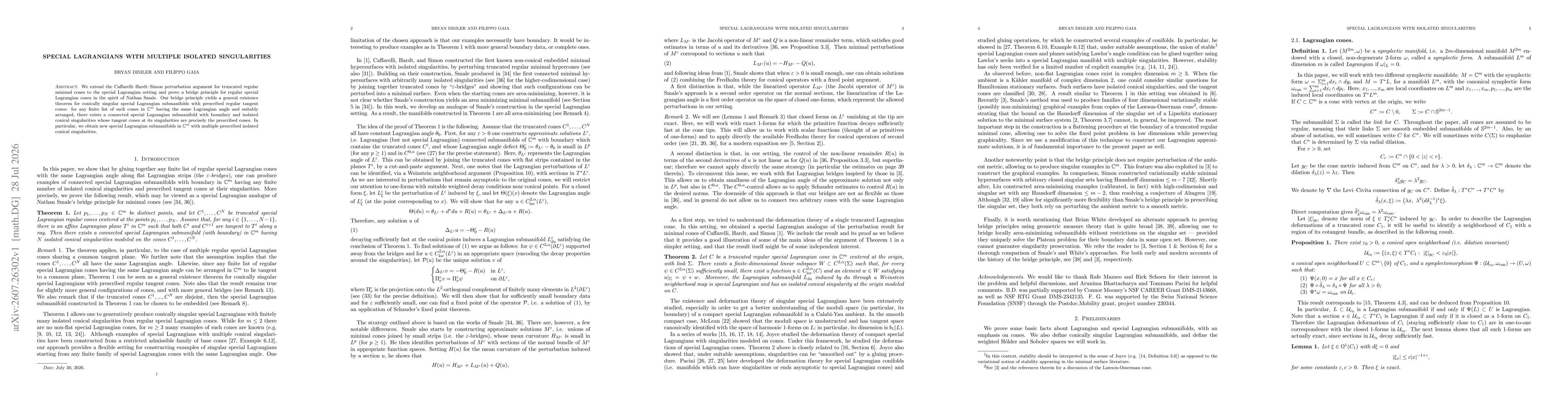 Thumbnail for Special Lagrangians with multiple isolated singularities