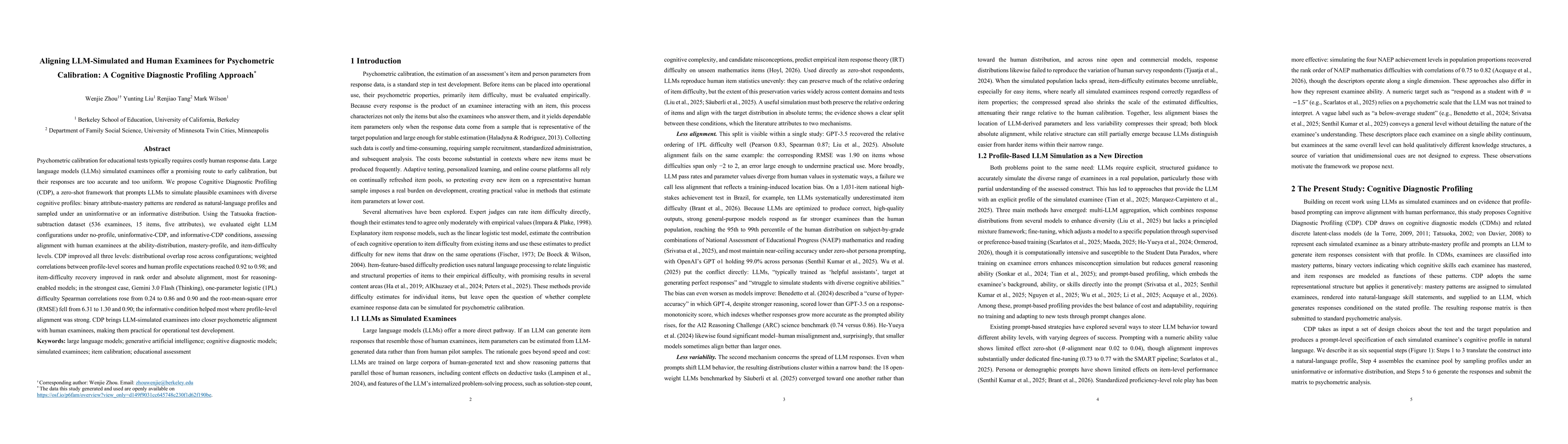 Thumbnail for Aligning LLM-Simulated and Human Examinees for Psychometric Calibration: A Cognitive Diagnostic Profiling Approach