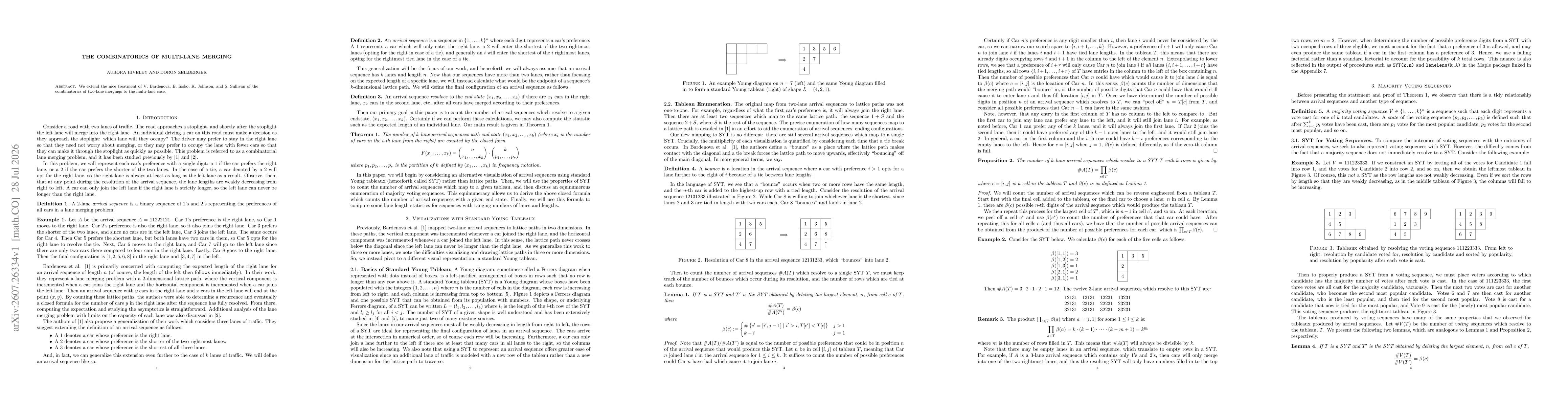 Thumbnail for The Combinatorics of Multi-Lane Merging