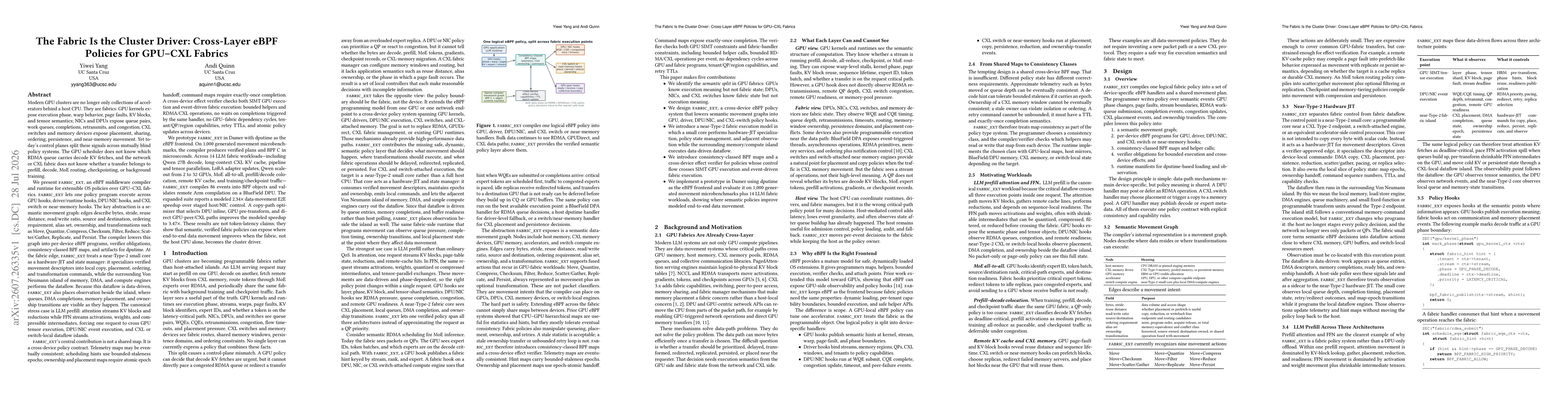 Thumbnail for The Fabric Is the Cluster Driver: Cross-Layer eBPF Policies for GPU-CXL Fabrics