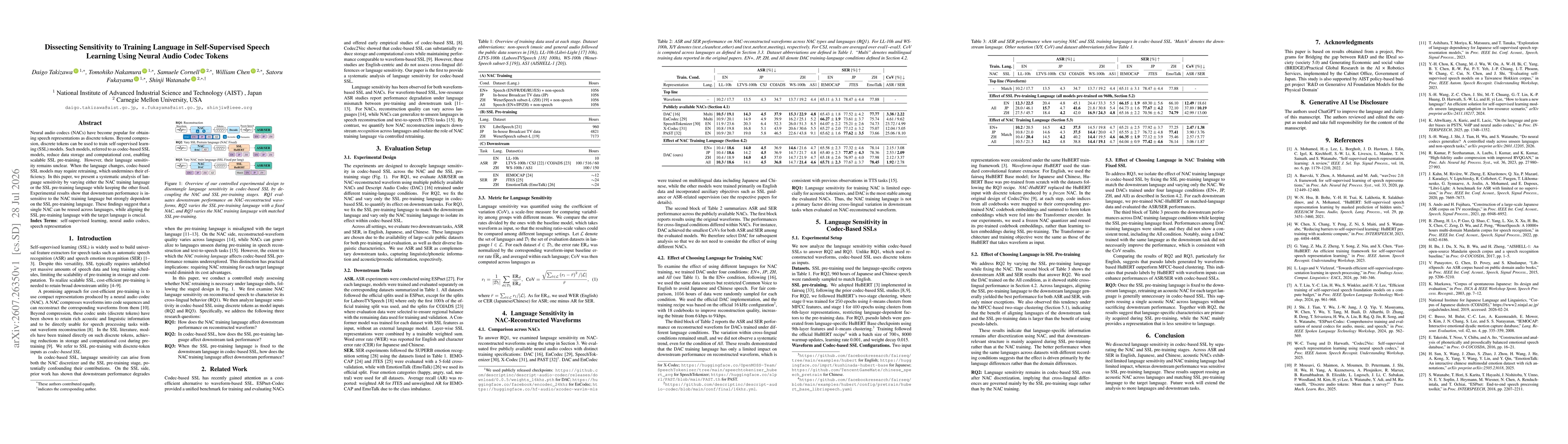 Thumbnail for Dissecting Sensitivity to Training Language in Self-Supervised Speech Learning Using Neural Audio Codec Tokens