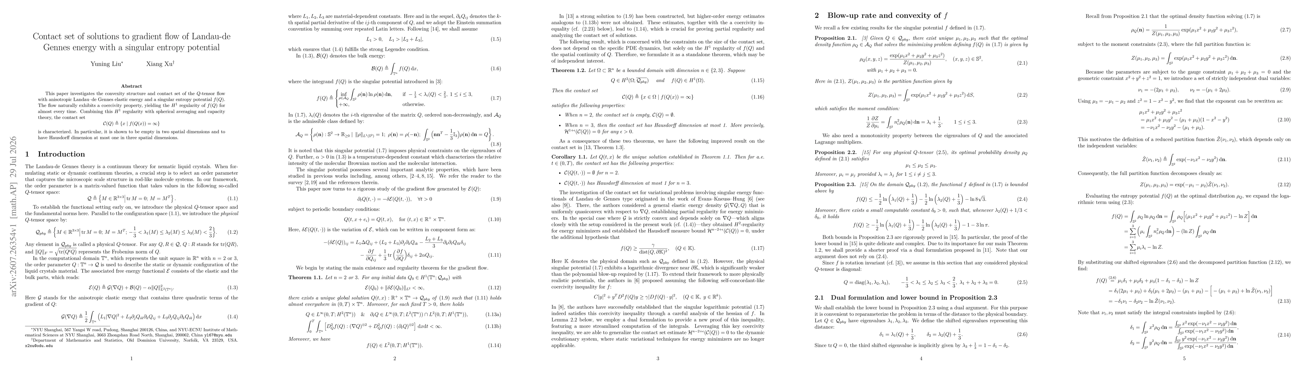 Thumbnail for Contact set of solutions to gradient flow of Landau-de Gennes energy with a singular entropy potential